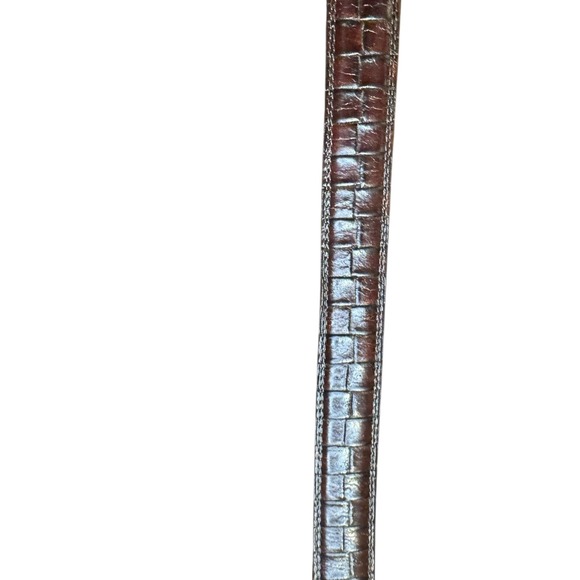 Brighton Belt Womens Medium Brown Croc Embossed Leather Silver Buckle B6208 - Picture 3 of 8